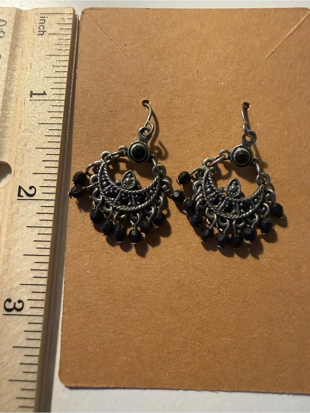 Vintage Inspired Bohemian Black Bead Dangle Earrings